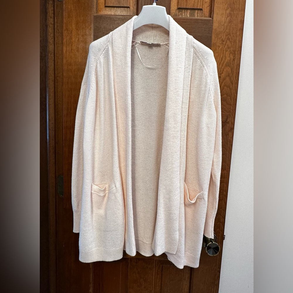 LOFT LIGHT PINK LONG SLEEVE CARDIGAN MEDIUM